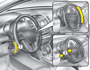 To change the steering wheel angle, pull