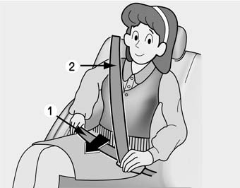 4. Position the lap portion (1) of the belt