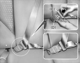 2. Pull the tongue plate (C) and insert the