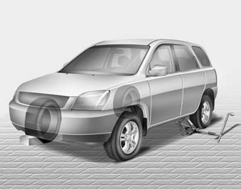 4. Remove the wheel lug nut wrench,
